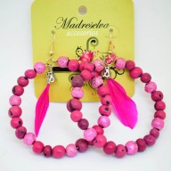 Aro Grande Lila con Rosa y detalles de plumita