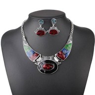 Collar y Aros Vintage con Esmaltado