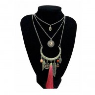 Maxi Collar Boho Con Borla Fucsia