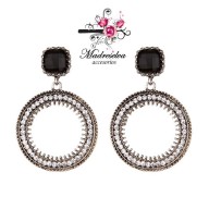 Aro Circular con strass y detalle negro