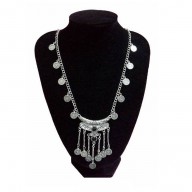 CCollar Bohemio Moneditas Plata con toque negro