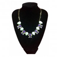 Collar dorado con piedras Celeste y Lila