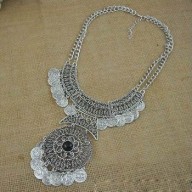 Collar Bohemio Moneda Doble Plata