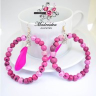 Aro Grande Lila con Rosa y detalles de plumita