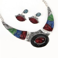 Collar y Aros Vintage con Esmaltado