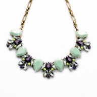 Collar dorado con piedras Celeste y Lila