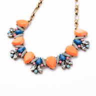 Collar dorado con piedras Naranja y Turqueza