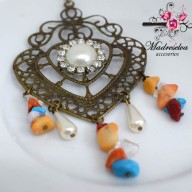 Aro Grande Corazón con piedras de colores y perlas