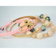 Pulseras tonos Rosa y Dorado con Buho