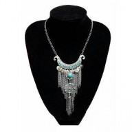 Collar Cascada Moneditas con toques turquesa