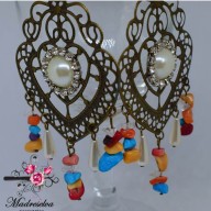 Aro Grande Corazón con piedras de colores y perlas