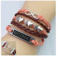 Pulsera Multiple Marrón con Coral 